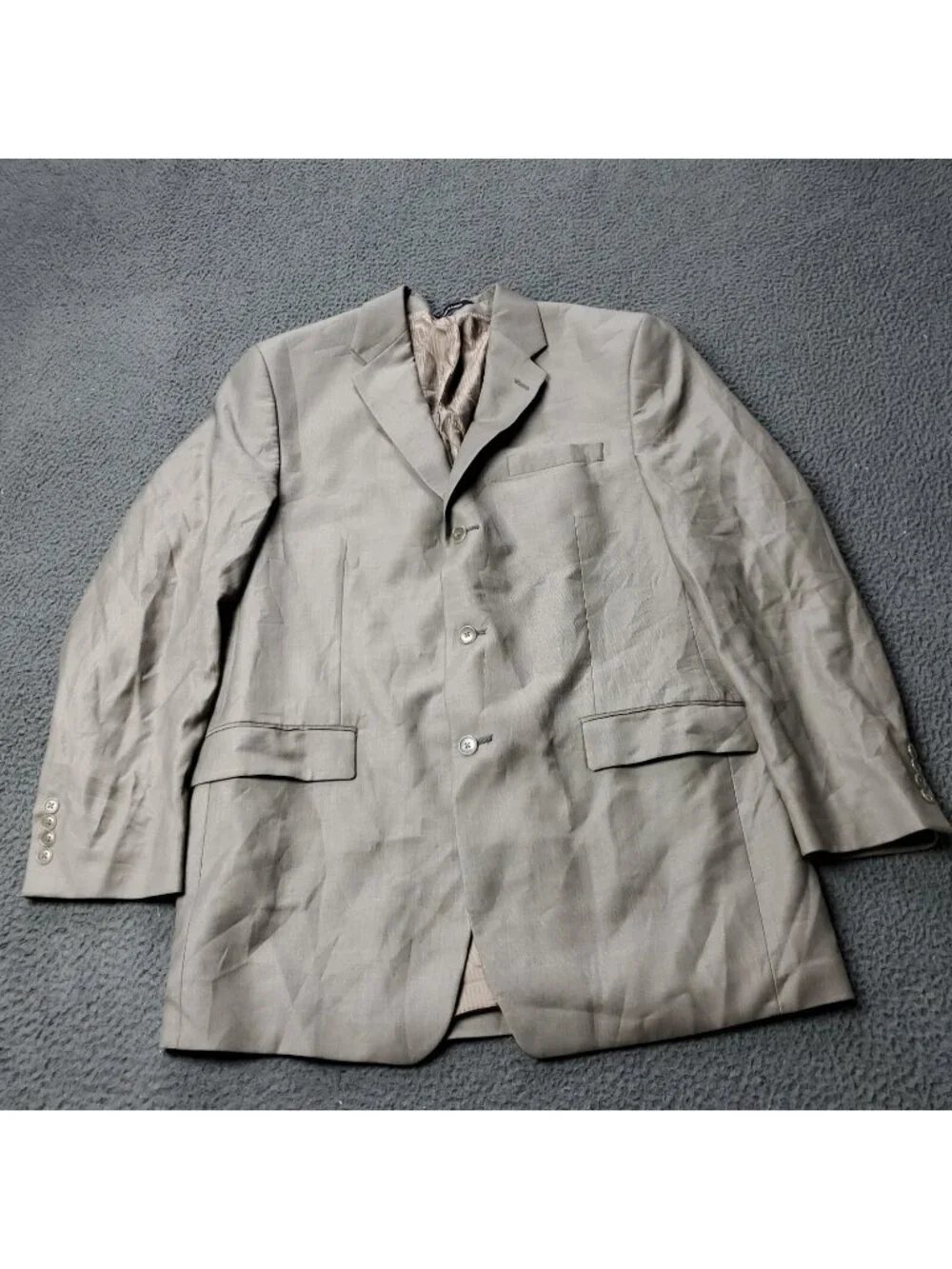 Calvin Klein Wool Blazer Mens 42L Suit Jacket  Beige  Tan Woolmark